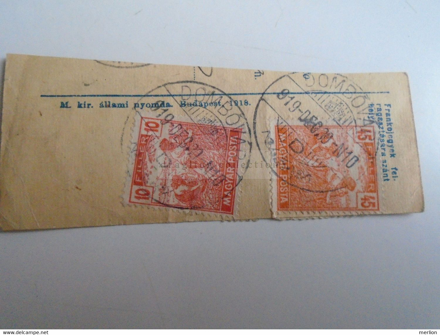 D187416    Parcel Card  (cut) Hungary 1919 DOMBÓVÁR - Pacchi Postali