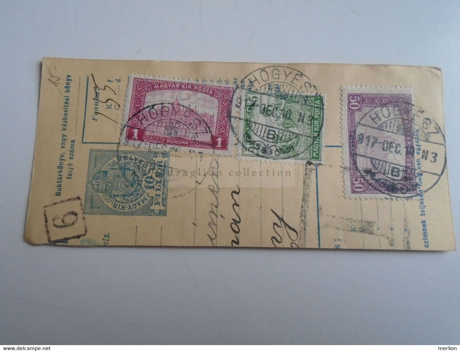 D187418     Parcel Card  (cut) Hungary 1917 HŐGYÉSZ - Pacchi Postali