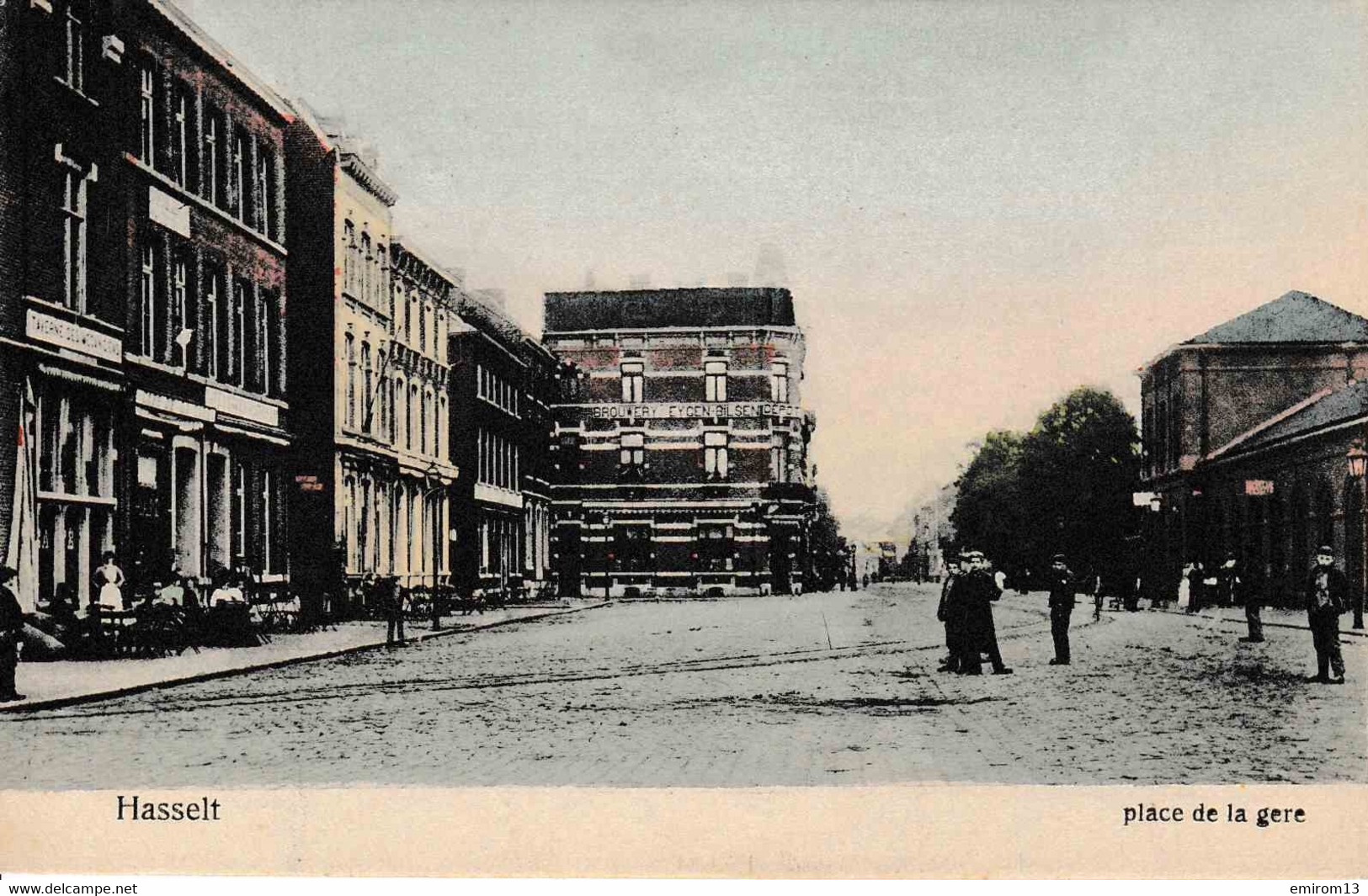 Hasselt Place De La Gare Brasserie Eygen Taverne Voie De Tram édit G. Ghuys 1908 Couleurs - Hasselt