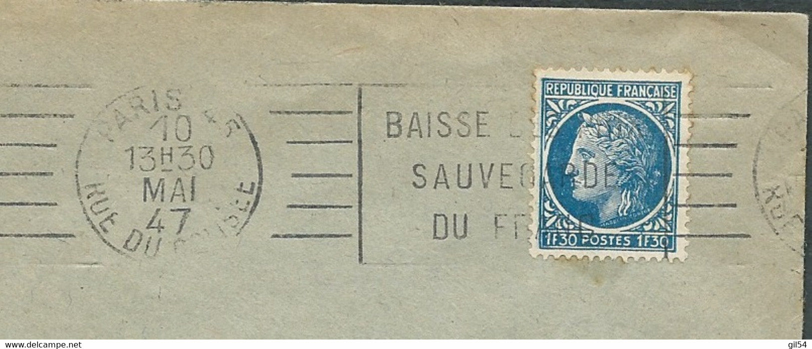 Céres Mazelin / Lsc ( Lettre ) YVT N°678 ,obli Paris R Du Colisée, Tarif Imprimé 1er échelon  1/03/1947 - Bb16604 - 1945-47 Cérès De Mazelin