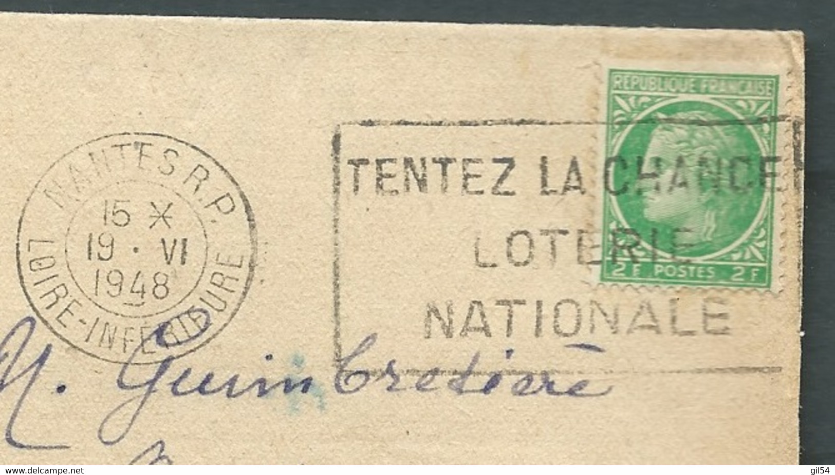Céres Mazelin/ Lsc ( Lettre ) YVT N°680 ,obli Nantes RP 19/6/1948, Tarif Imprimé 1er échelon  8/07/1947 - Bb16605 - 1945-47 Cérès Van Mazelin