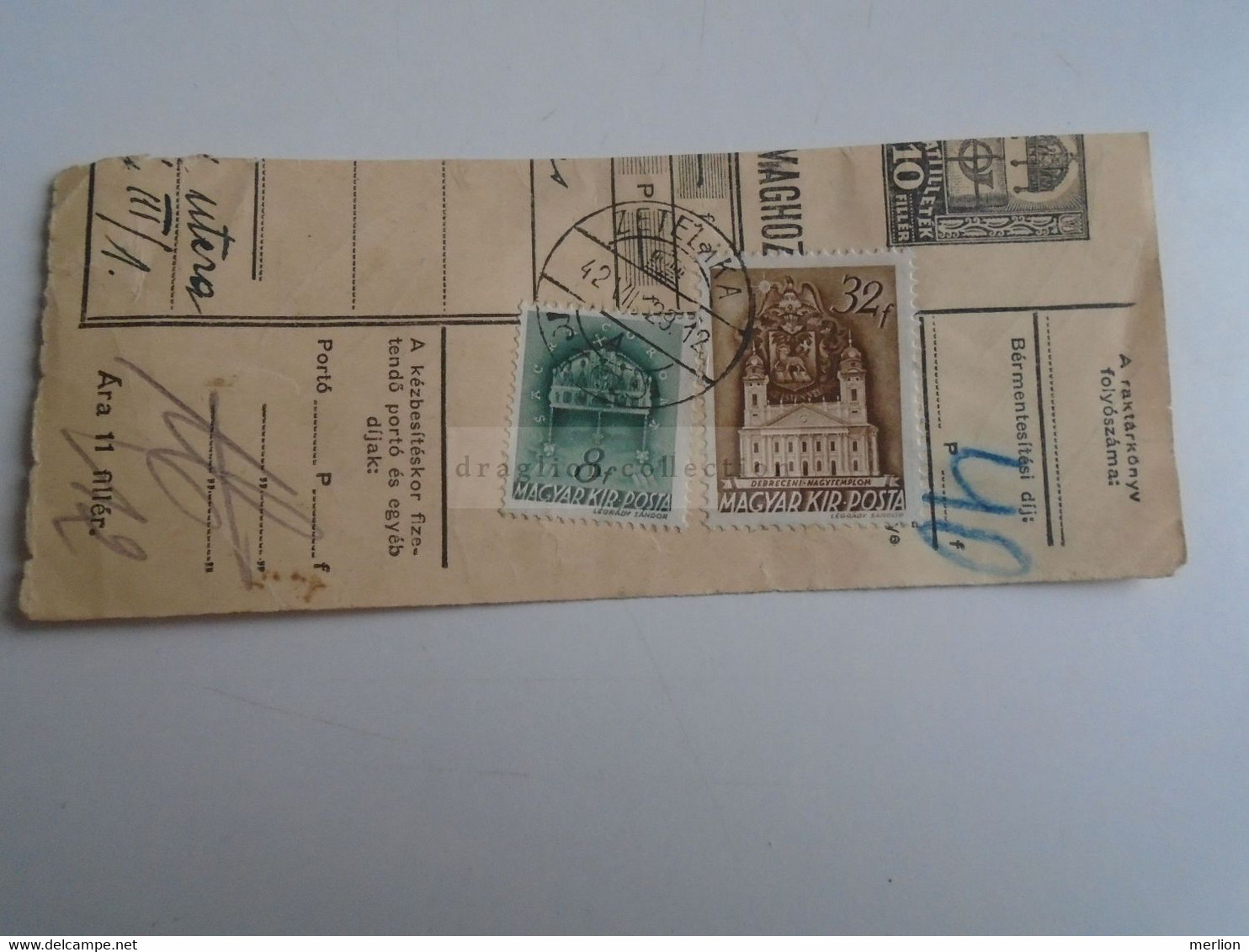 D187425   Parcel Card  (cut) Hungary 1942  ZETELAKA  (Erdély) - Parcel Post