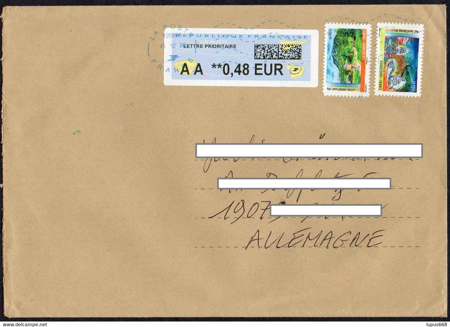 Frankreich 2020 Brief/ Lettre In Die BRD;  MiNr. --   ATM,  Inseln: La Reunion, Guadeloupe - Lettres & Documents