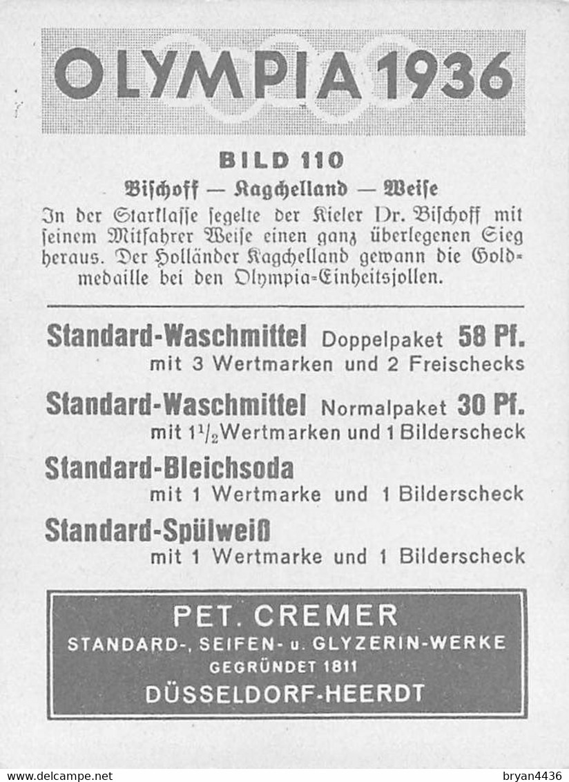 JEUX OLYMPIQUES - OLYMPIA - 1936 - BILD N° 110 - édit; PET. CREMER à DUSSELDORF - CARTE (6,5 X 8,5 Cm) - TRES BON ETAT - Trading-Karten