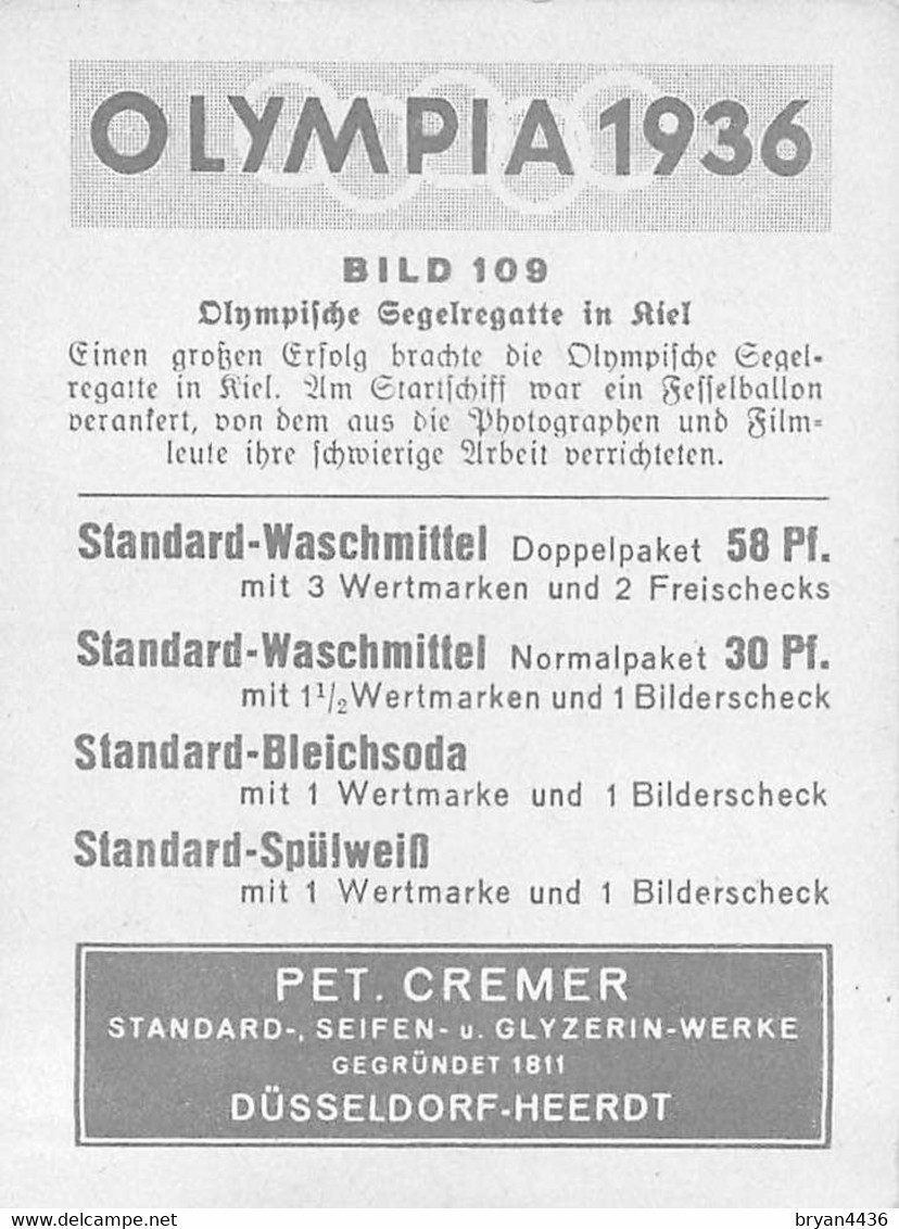 JEUX OLYMPIQUES - OLYMPIA - 1936 - BILD N° 109 - édit; PET. CREMER à DUSSELDORF - CARTE (6,5 X 8,5 Cm) - TRES BON ETAT - Tarjetas