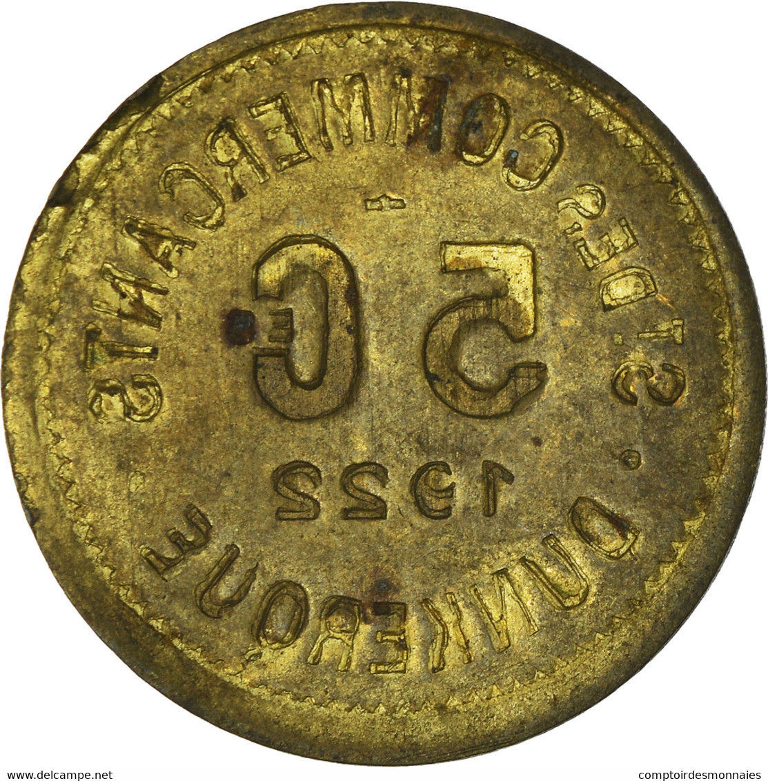 Monnaie, France, 5 Centimes, 1922, Dunkerque, TB+, Laiton, Elie:10.7 - Monétaires / De Nécessité