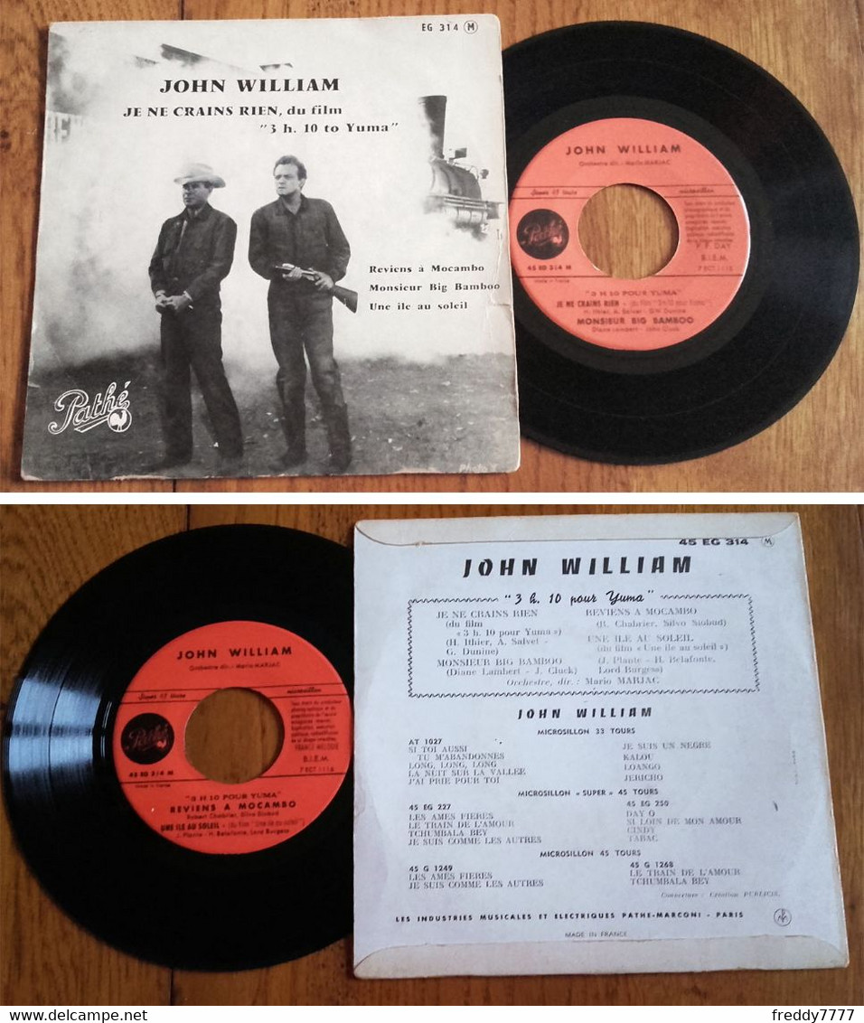 RARE French EP 45t RPM BIEM (7") BOF OST "3H10 TO YUMA" (Glenn Ford & Van Heflin P/s, 1958) - World Music