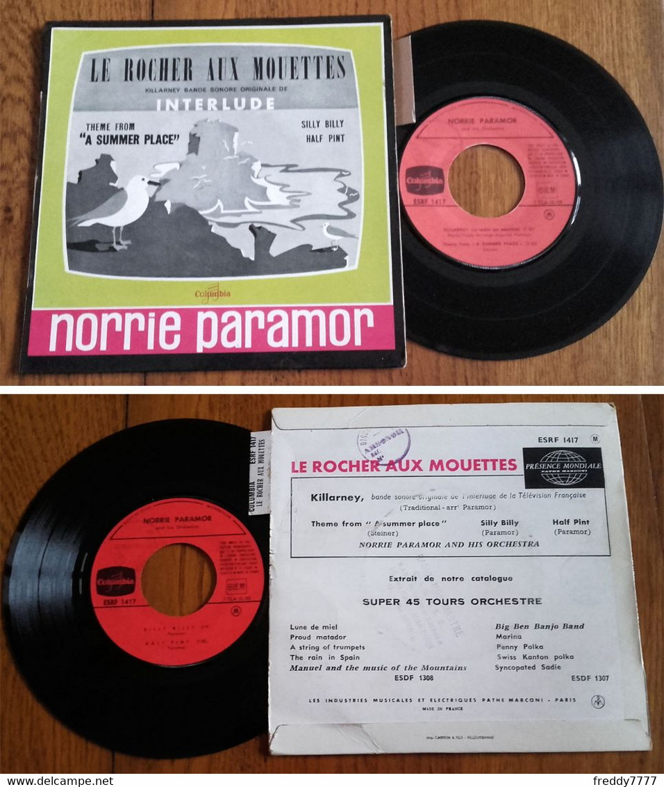 RARE French EP 45t RPM BIEM (7") BO TV "INTERLUDE" ("Le Rocher Aux Mouettes", Norrie Paramor, Lang 1963) - Musiche Del Mondo