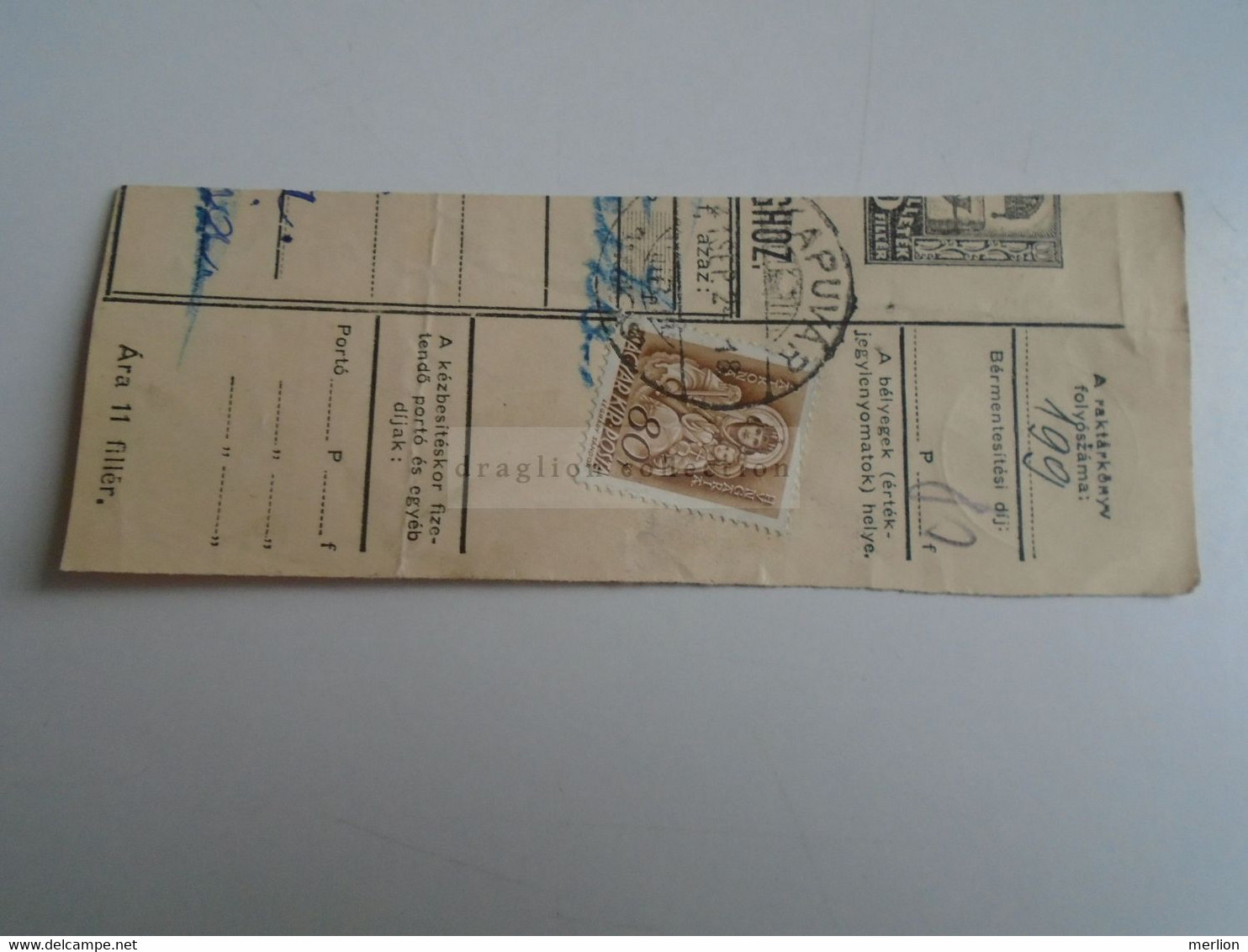 D187442   Parcel Card  (cut) Hungary 1941  Kapuvár -Tüskevár - Paketmarken