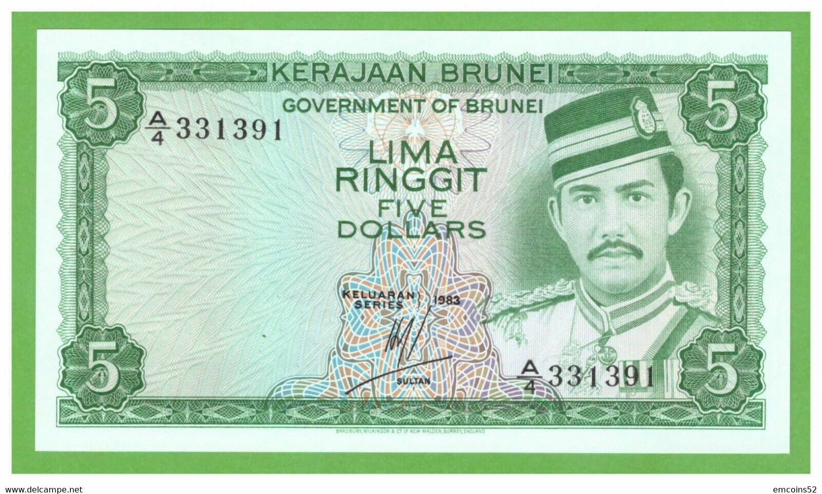 BRUNEI 5 DOLLARS 1983  P-7b  UNC - Brunei