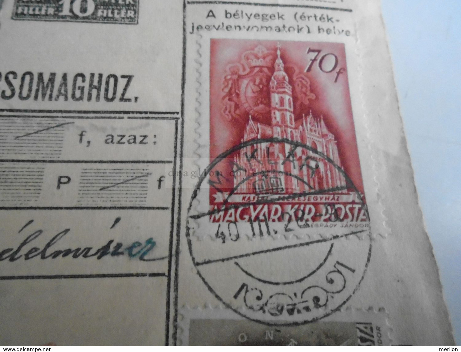 D187449    Parcel Card  (cut) Hungary 1940 MAKLÁR - Parcel Post
