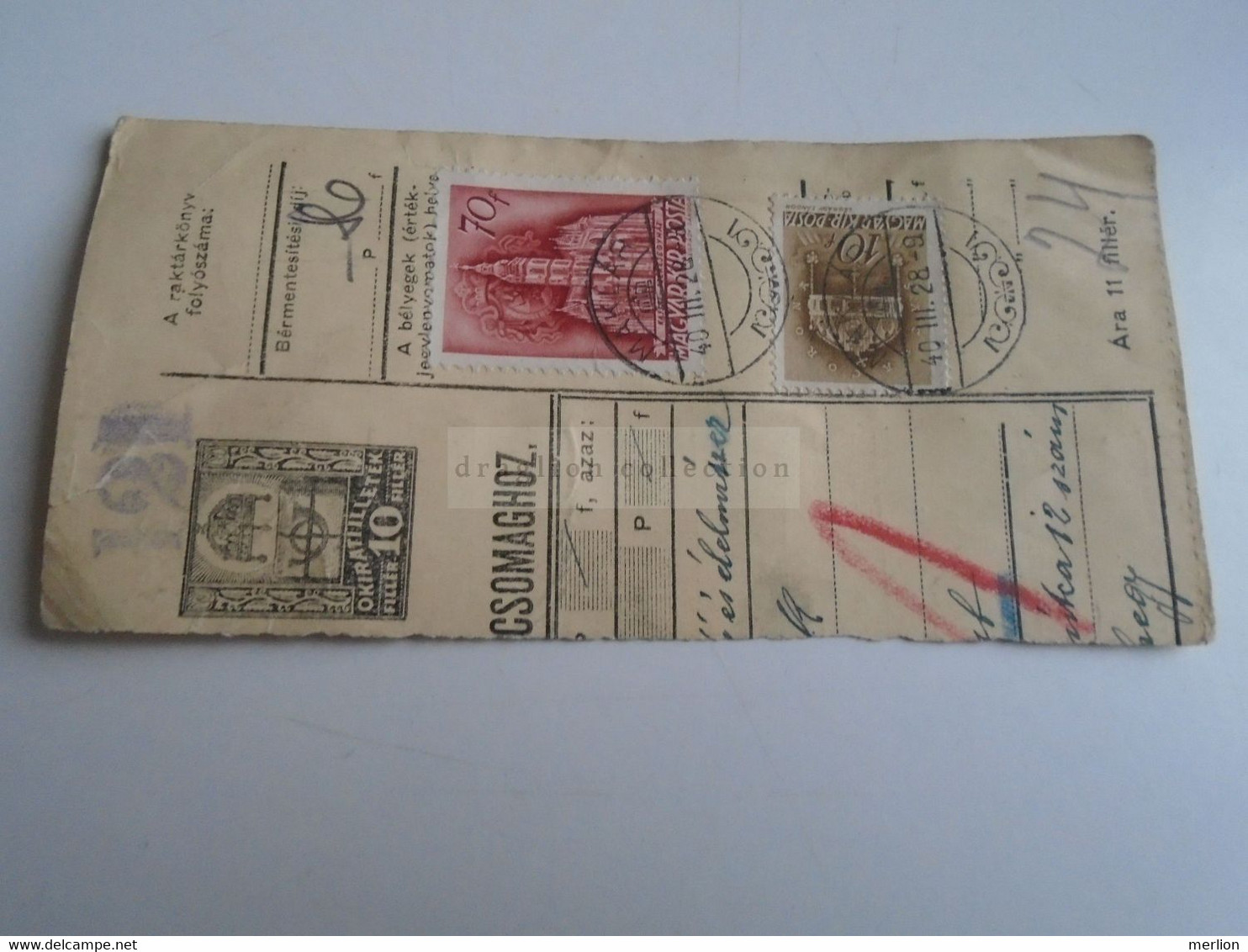 D187449    Parcel Card  (cut) Hungary 1940 MAKLÁR - Paketmarken
