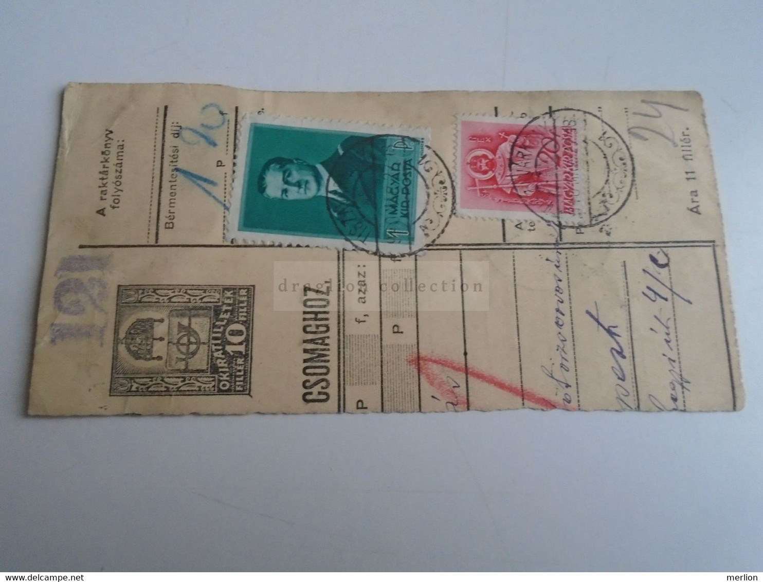 D187451    Parcel Card  (cut) Hungary 1940 TISZAVÁRKONY - Parcel Post