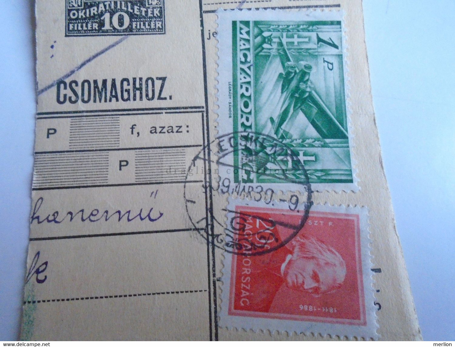 D187454    Parcel Card  (cut) Hungary 1939 KECSKEMÉT - Colis Postaux