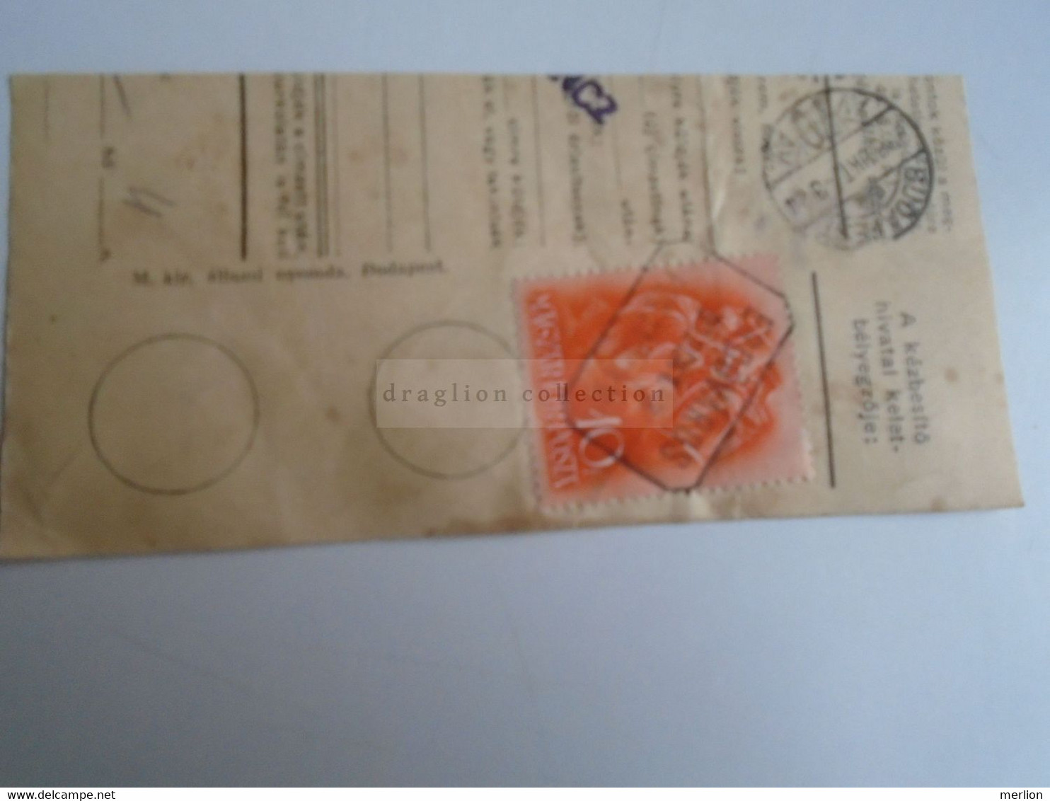 D187457     Parcel Card  (cut) Hungary 1938 Erdőváros (Erdőkertes) - Pacchi Postali