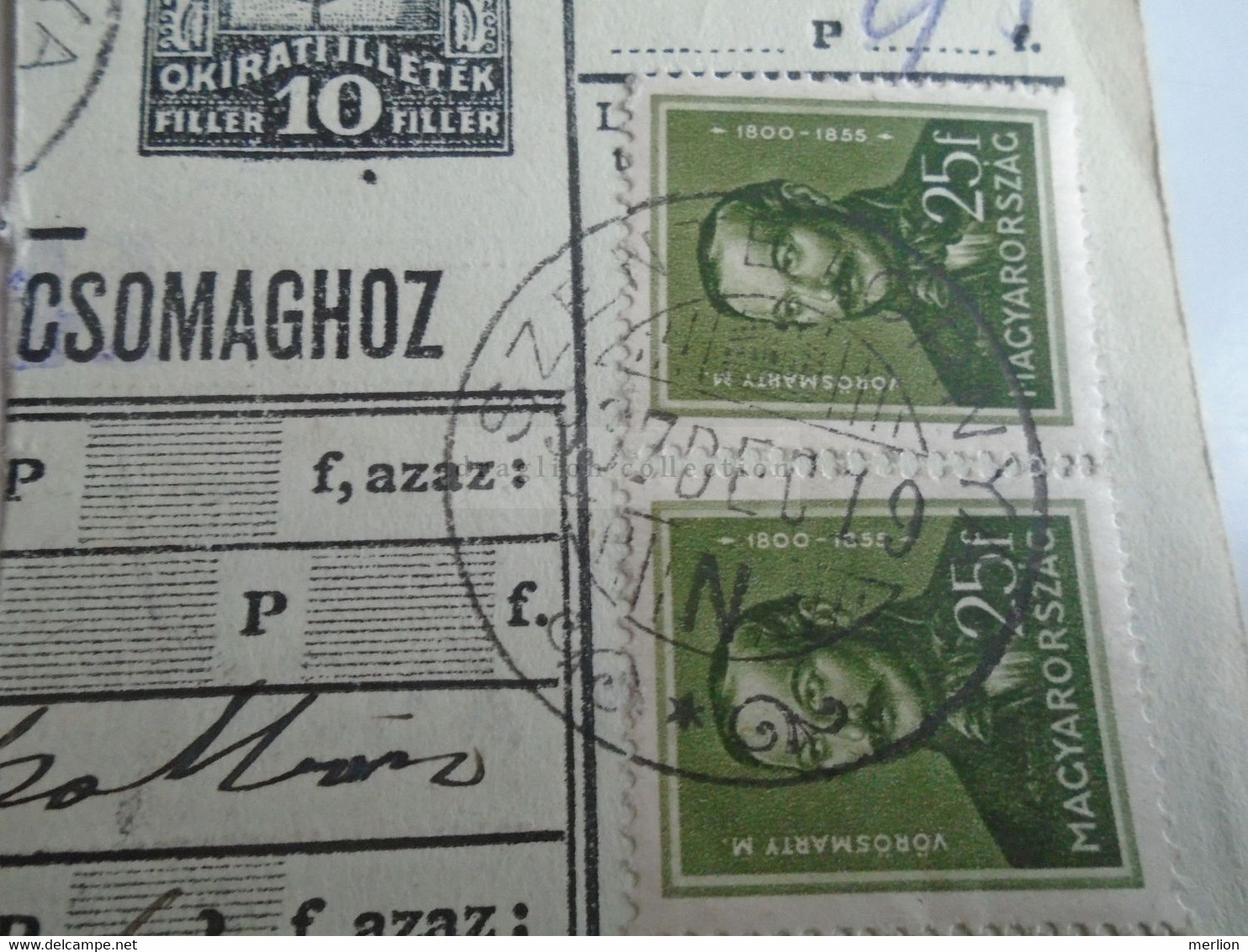 D187458     Parcel Card  (cut) Hungary 1937 Szentetornya (Orosháza) - Colis Postaux