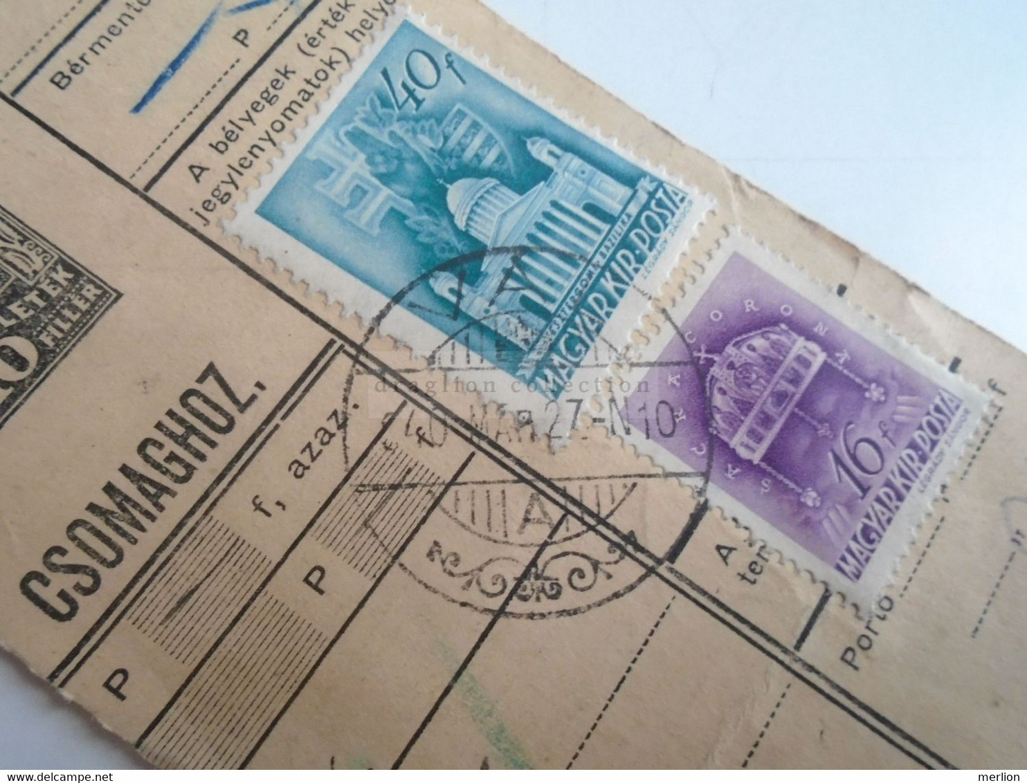 D187462       Parcel Card  (cut) Hungary 1940 VÁC ?  VÁL ? - Paketmarken