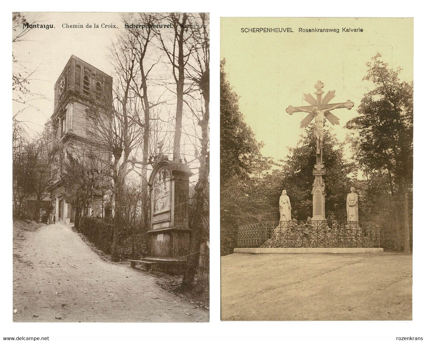 Lot 2 X CPA Scherpenheuvel Kruisweg  Chemin De La Croix  Montaigue Kalvarie Rosenkransweg ZELDZAAM (In Zeer Goede Staat) - Scherpenheuvel-Zichem