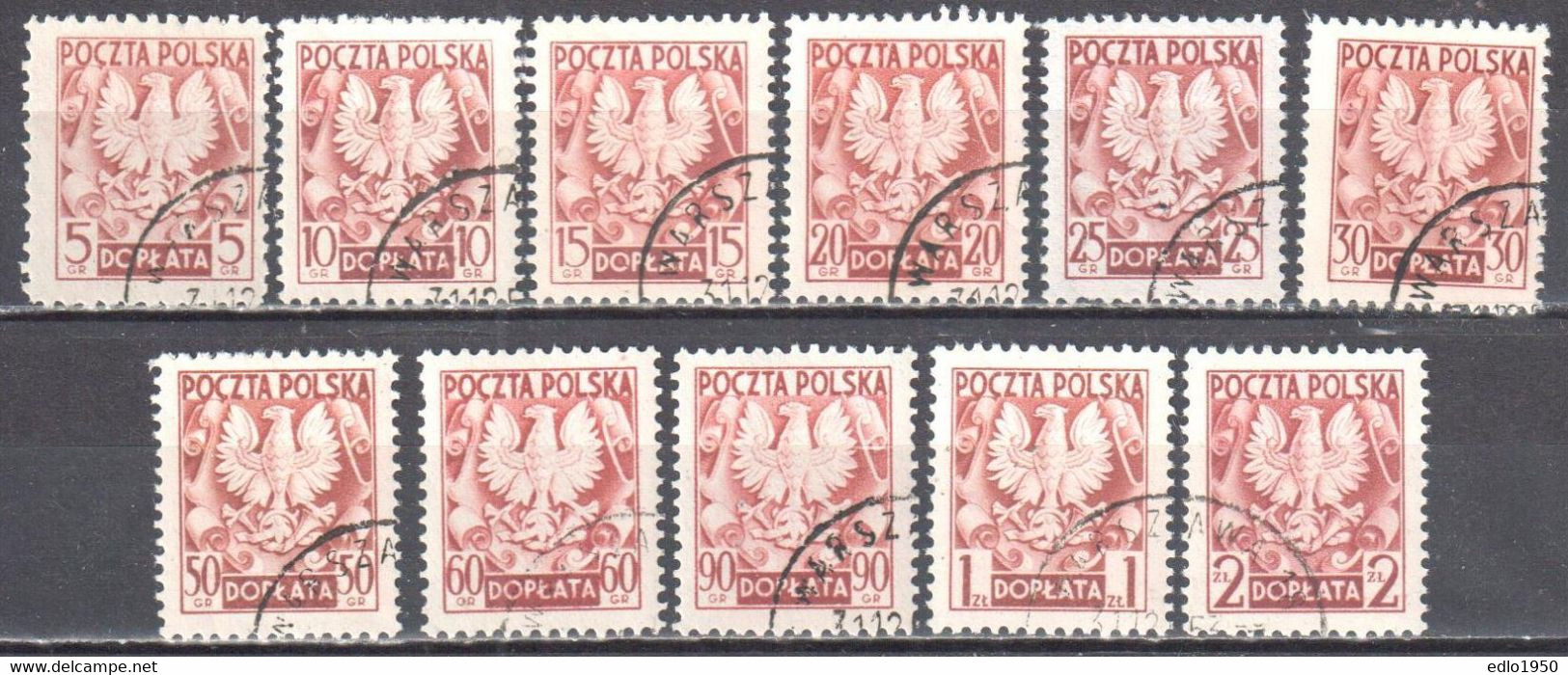 Poland 1953 - Postage Due - Mi.154-164 - Used - Postage Due