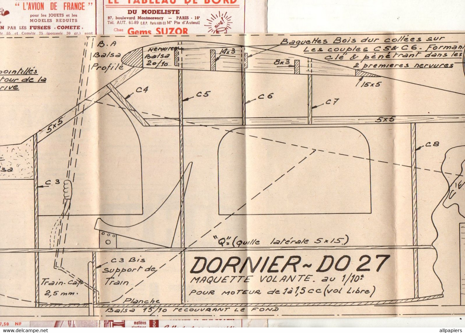 Le Modèle Réduit D'Avion N°261 Plan Maquette Volante Au 1/10e Dornier-DO27 - Le "Casacro" De B. Bader De 1960 - Frankreich