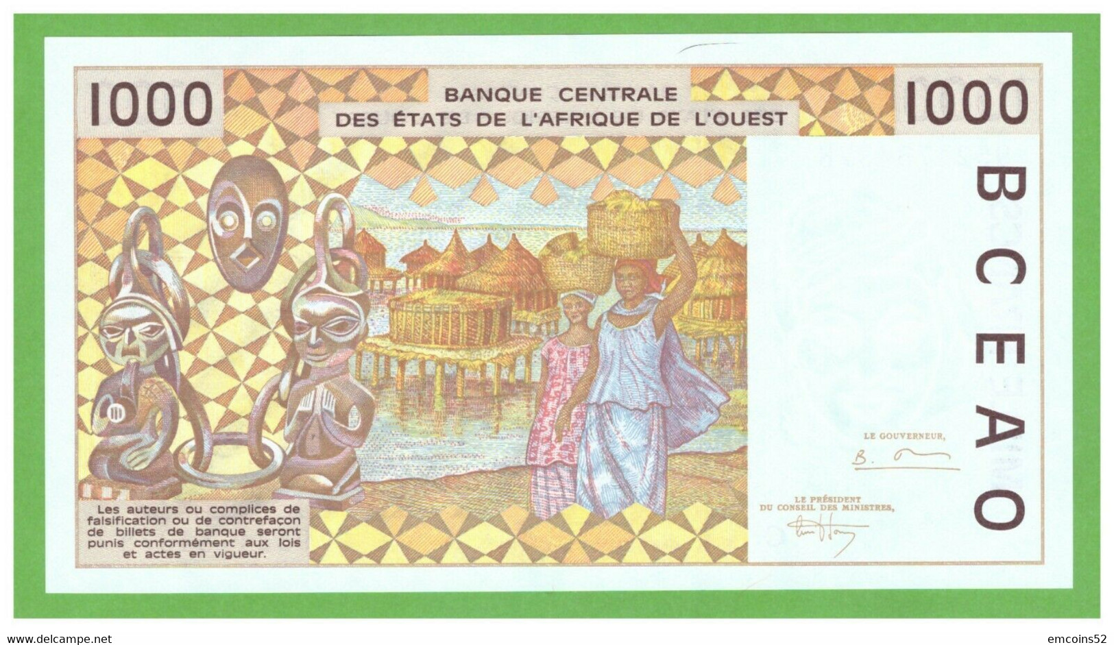 BURKINA FASO W.A.S. 1000 FRANCS 1995  P-311Cf  UNC - Burkina Faso