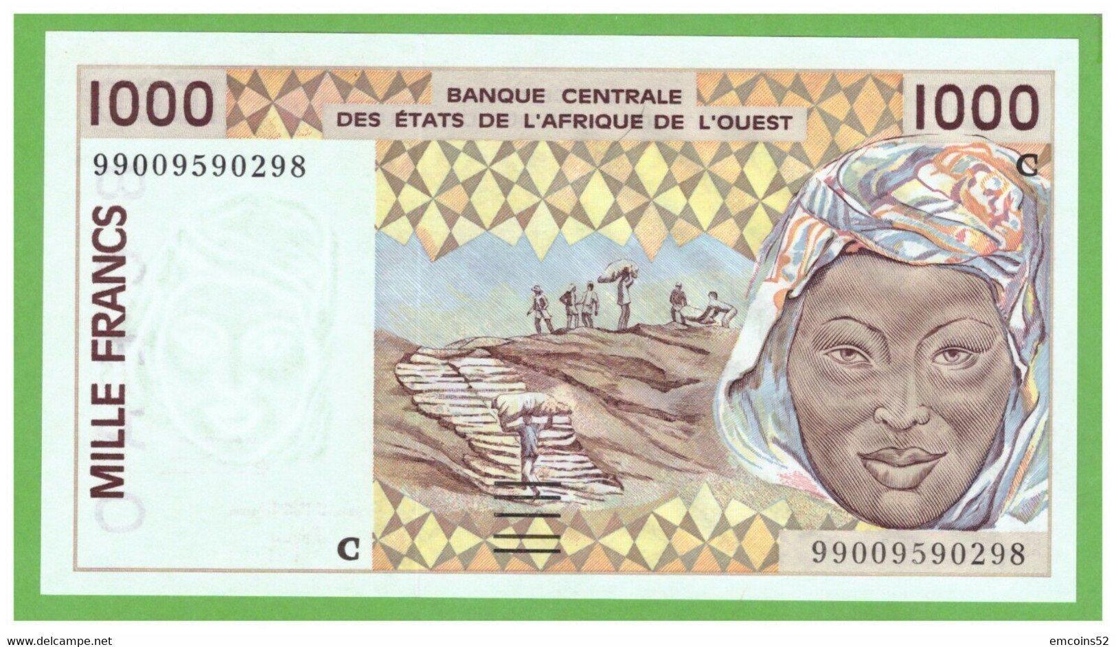 BURKINA FASO W.A.S. 1000 FRANCS 1999  P-311Cj  UNC - Burkina Faso