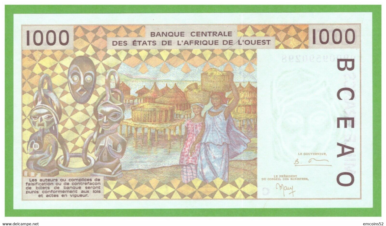 BURKINA FASO W.A.S. 1000 FRANCS 1999  P-311Cj  UNC - Burkina Faso