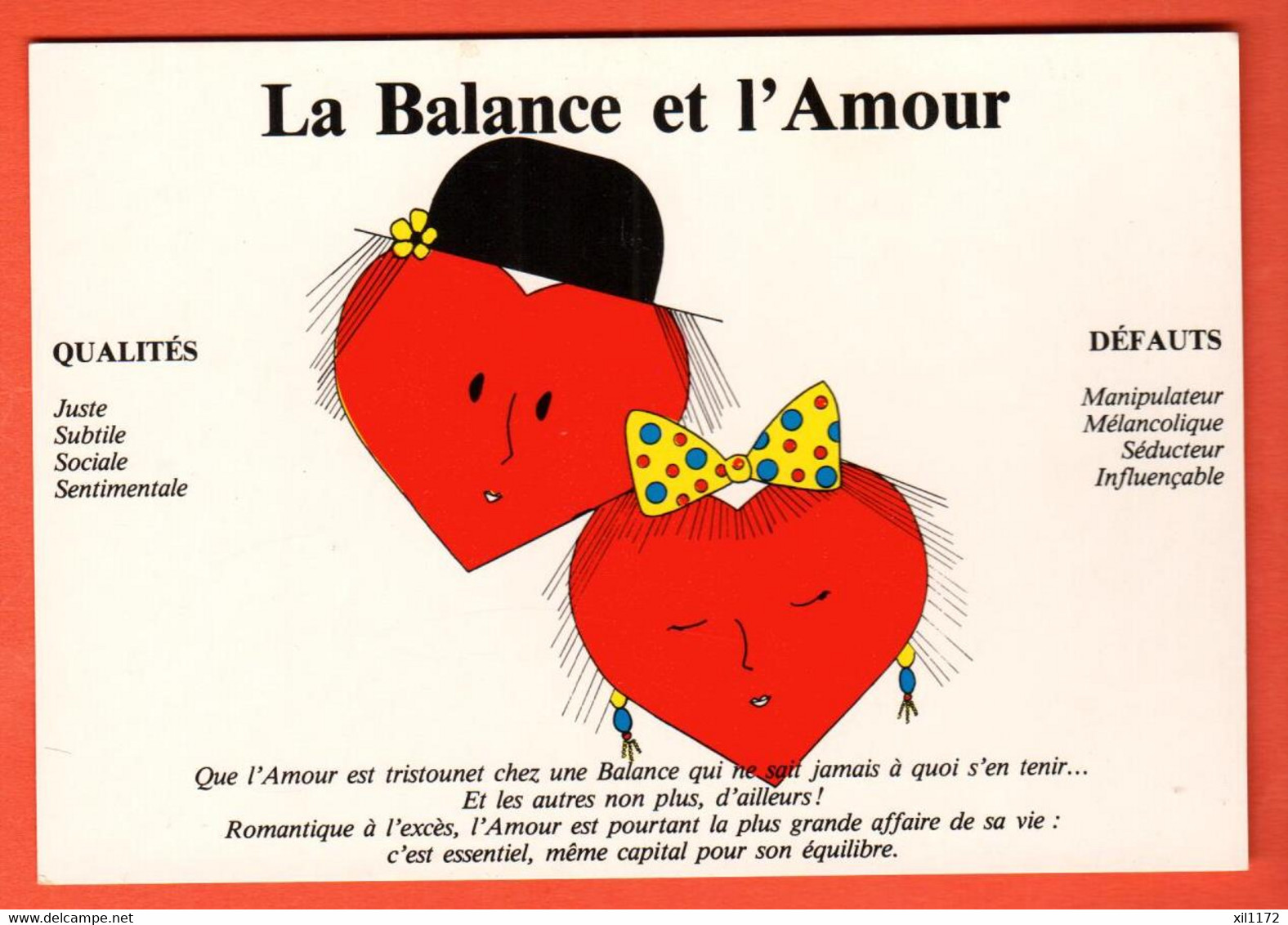 IKF-38  La Balance Et L'Amour 23 Sept. Au 22 Octobre. Zodiaque. Qualités Et Défauts. Non Circ. - Astrologie