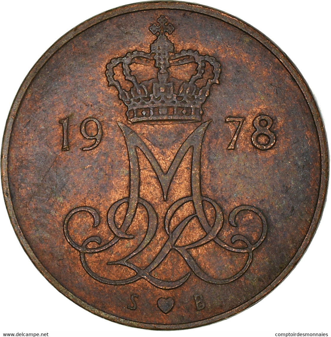Monnaie, Danemark, Margrethe II, 5 Öre, 1978, Copenhagen, TB+, Copper Clad - Dänemark