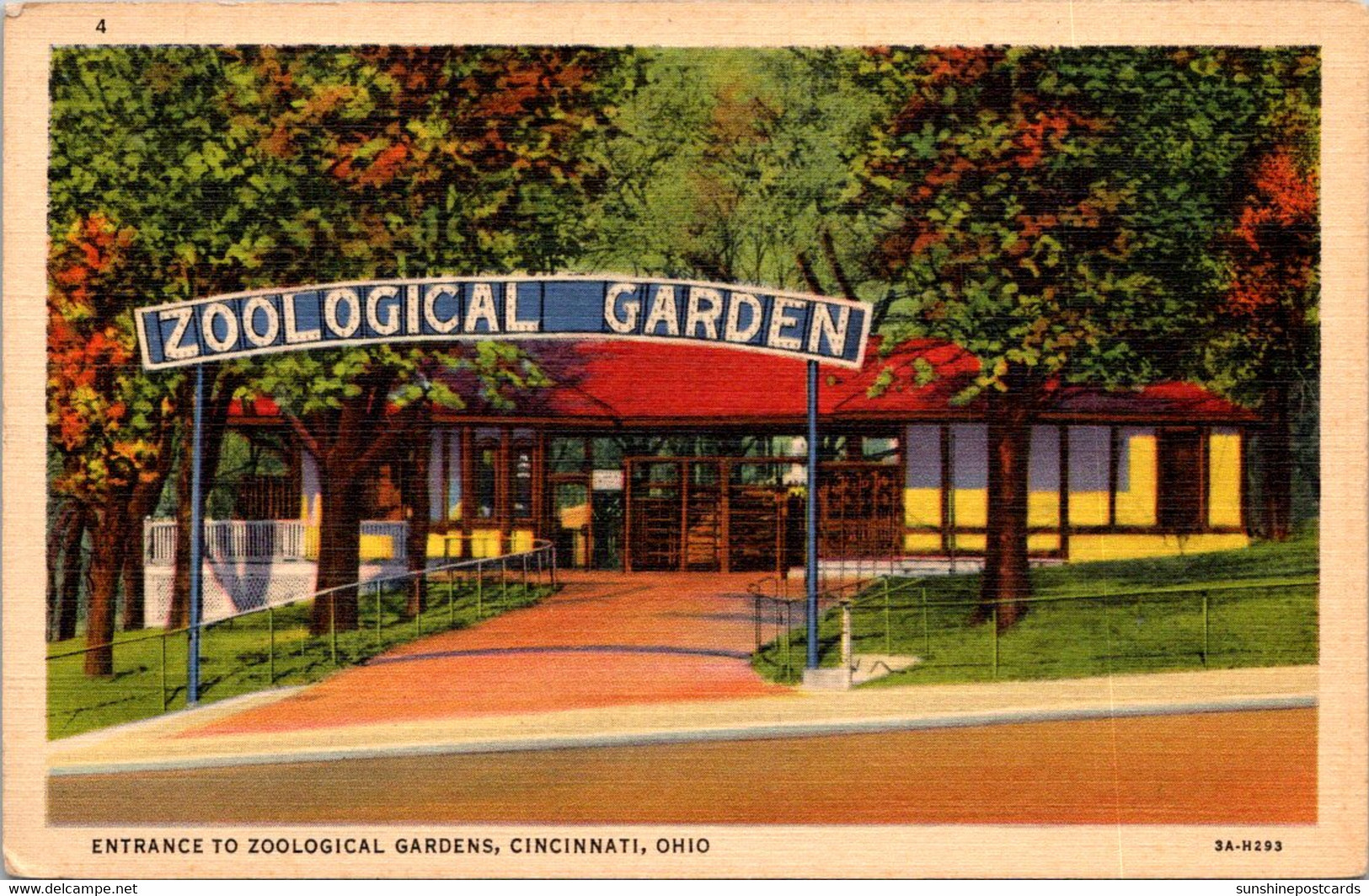 Ohio Cincinnati Entrance To Zoological Garden Curteich - Cincinnati