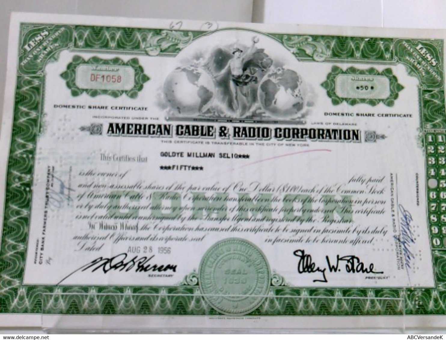 Aktie: American Cable & Radio Corporation - Rarità