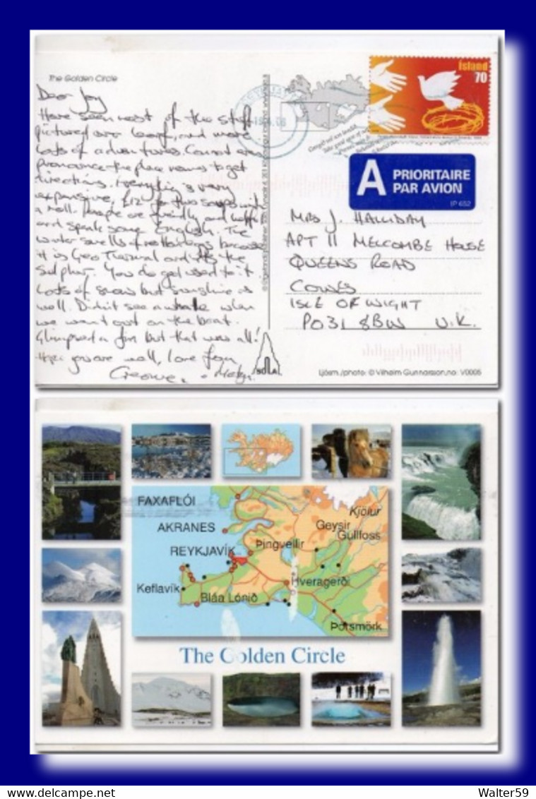 2006 Island Postcard Multiview (the Golden Circle) Posted Reykjavik To GB - Lettres & Documents