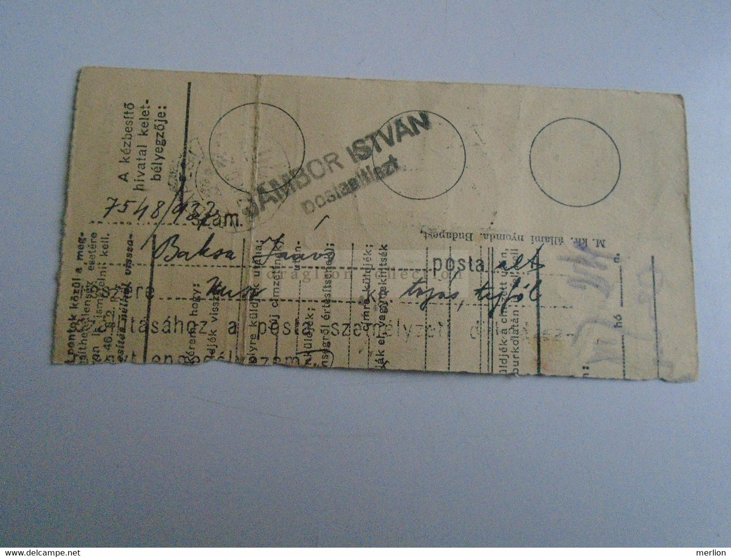 D187464 Parcel Card  (cut) Hungary 1937   Nagykanizsa - Postpaketten