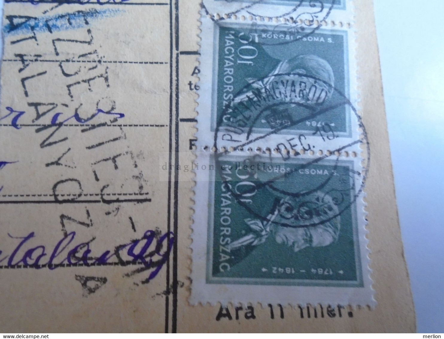 D187466  Parcel Card  (cut) Hungary 1937  PUSZTAMAGYARÓD (Zala) - Pacchi Postali