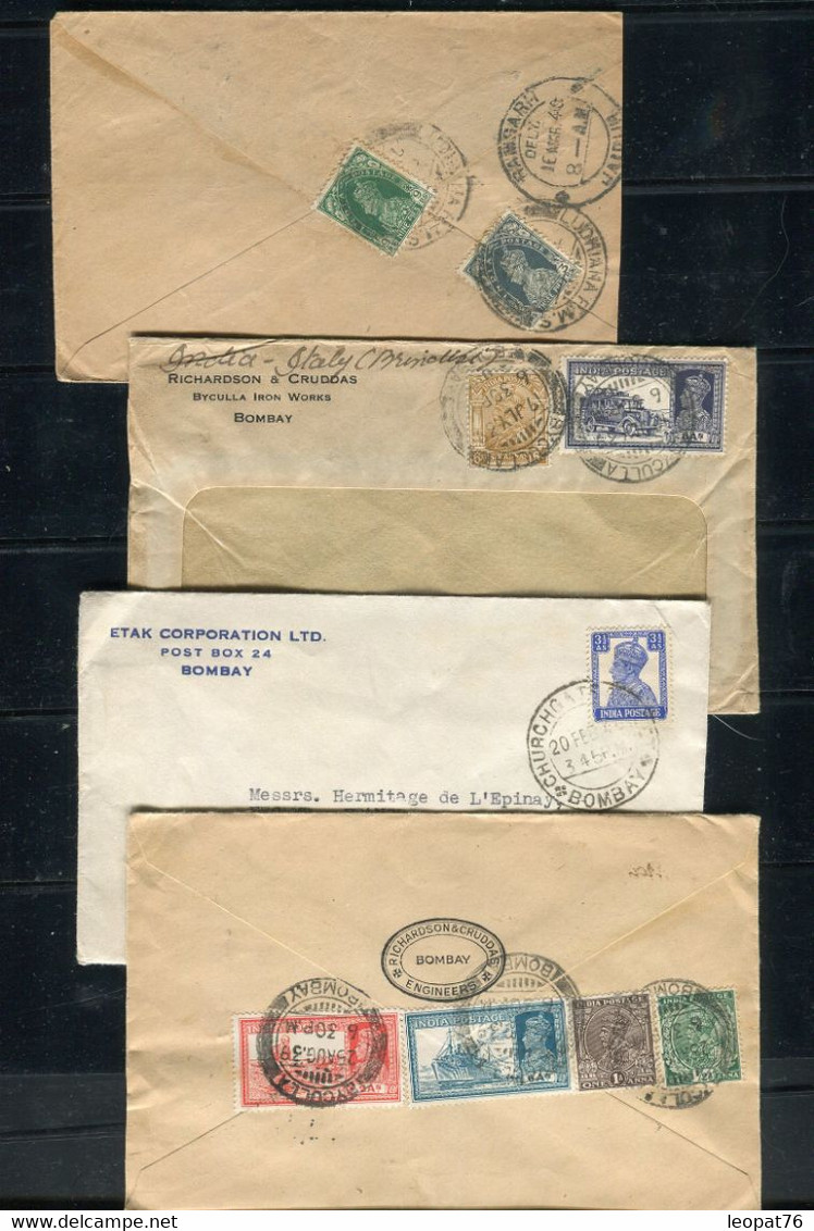 Indes Anglaises - Lot De 4 Enveloppes Période 1939/45, à étudier - 1936-47 King George VI