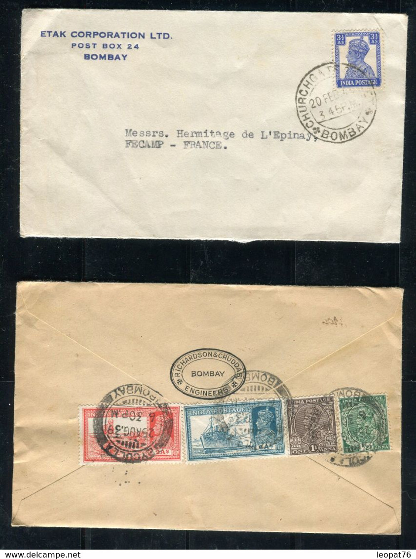 Indes Anglaises - Lot De 4 Enveloppes Période 1939/45, à étudier - 1936-47 King George VI