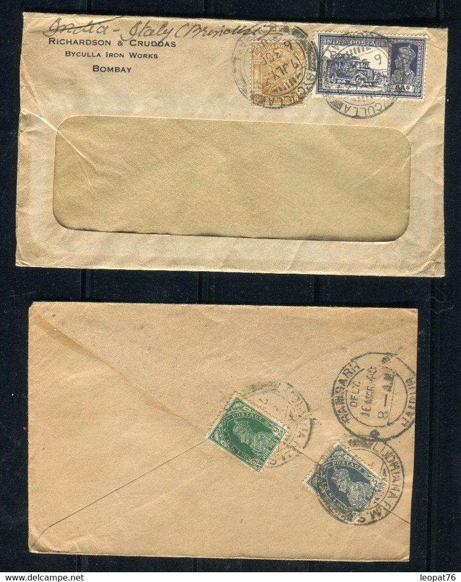 Indes Anglaises - Lot De 4 Enveloppes Période 1939/45, à étudier - 1936-47 Koning George VI