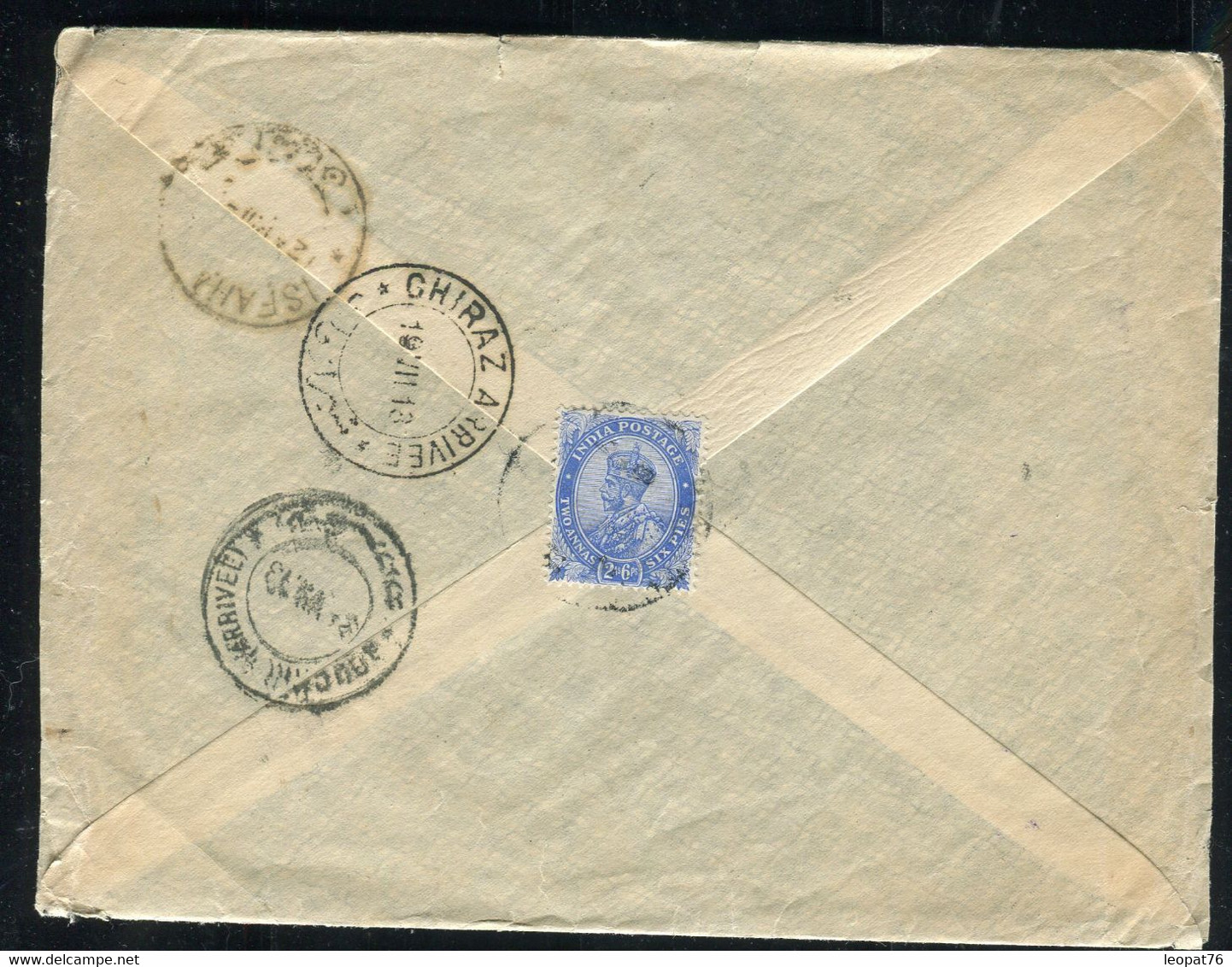 Indes - Enveloppe De Bombay Pour La Perse En 1913, Affranchissement Au Dos - 1911-35 King George V