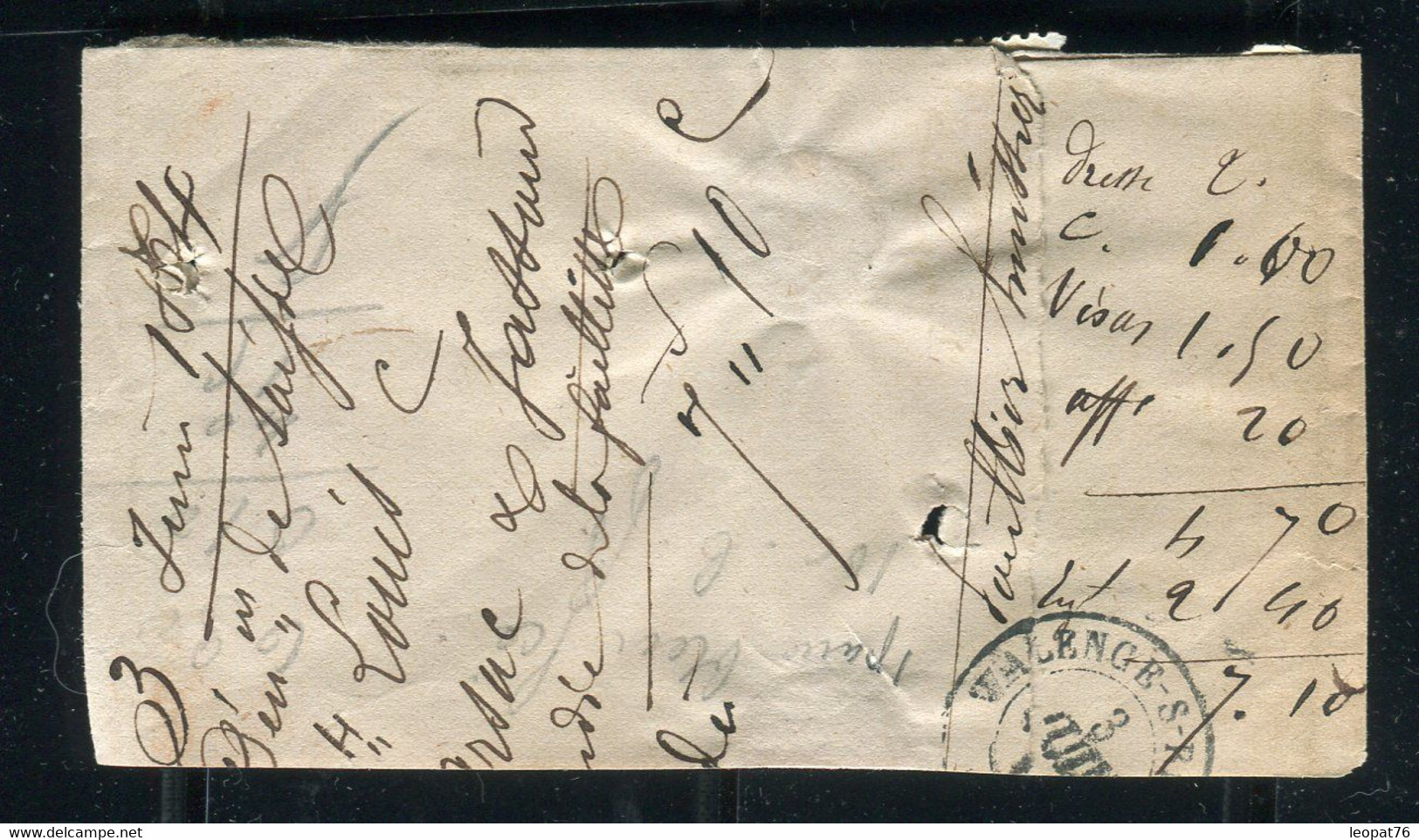 Bande D'Avoué De Montélimar En 1864 Avec Napoléons 10ct +20c En Paire - Standard Covers & Stamped On Demand (before 1995)