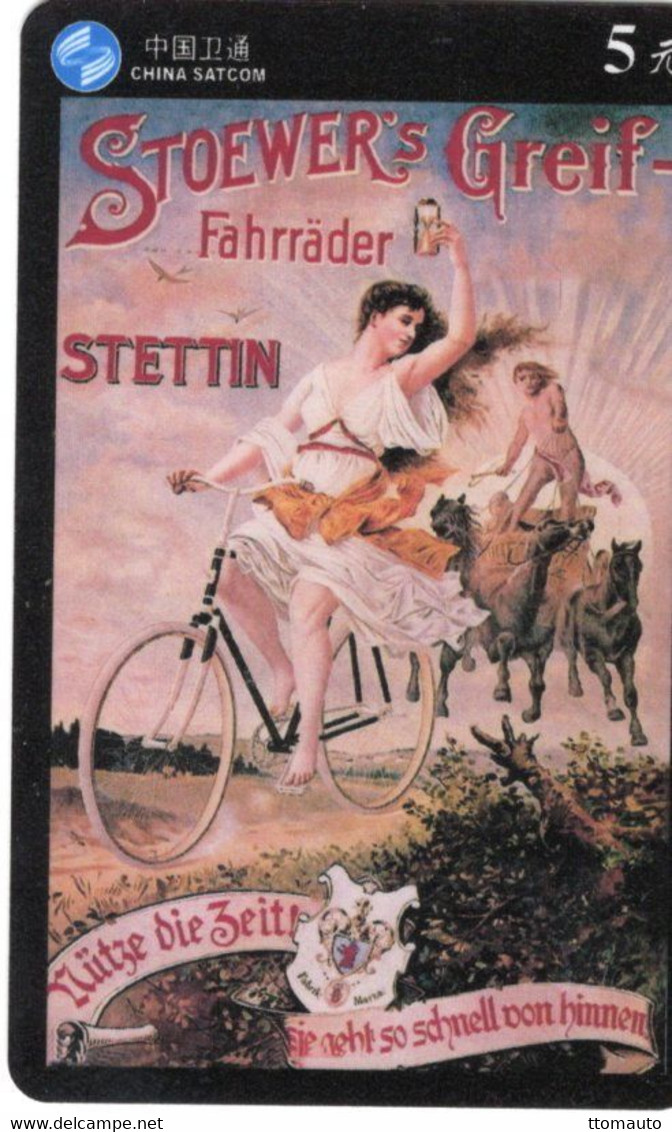 Télécarte Satcom China   -  CYCLE - BICYCLE - TRICYCLE - VELO -  STOEWER'S GREIF (Stettin) - Motorfietsen