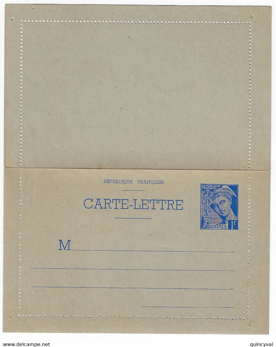 Carte Lettre Entier 1F Mercure Bleu Yv SPE-CL1 Storch B1 - Kaartbrieven