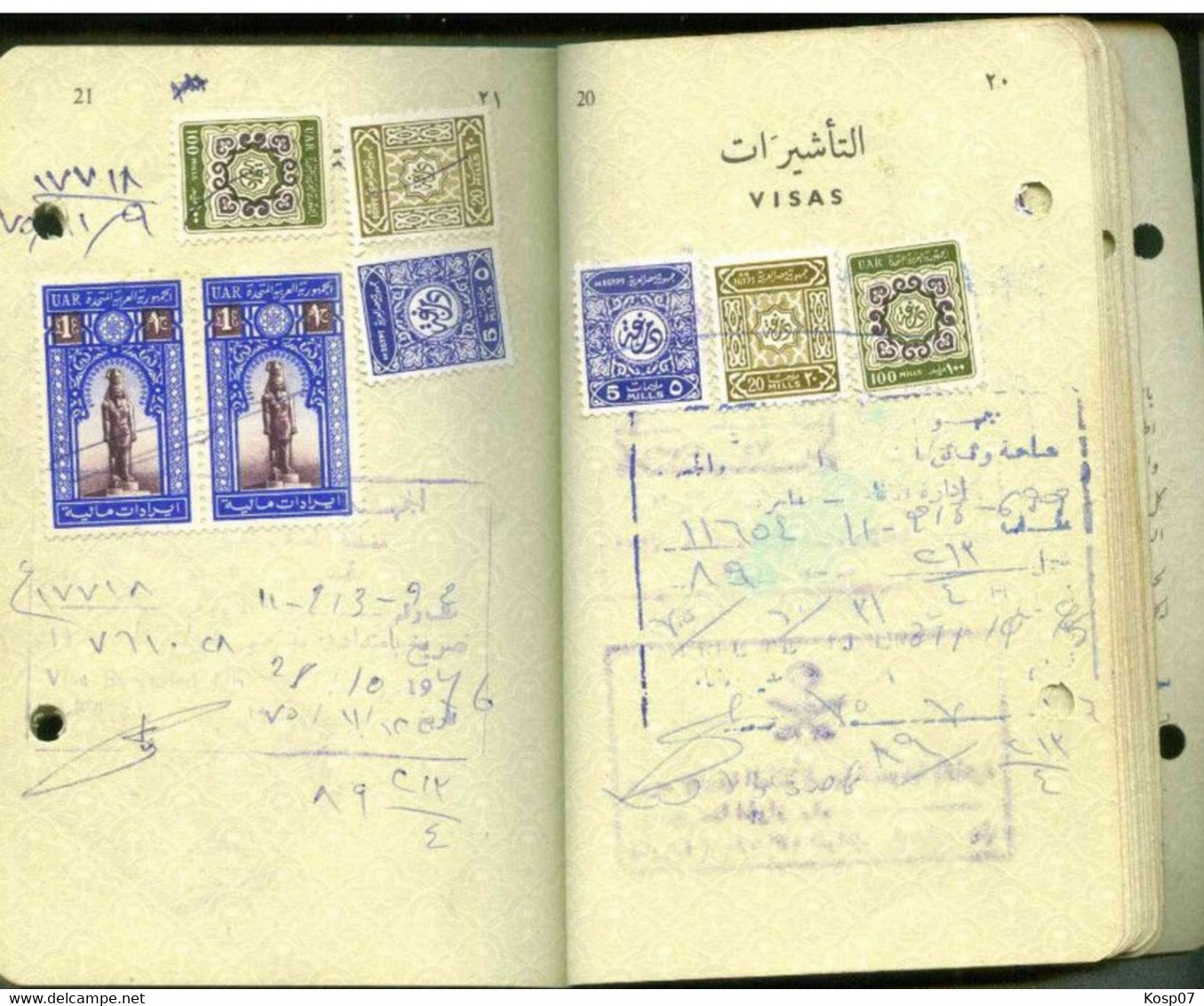 Saudi Arabia passport 1973 many visas and revenue stamps