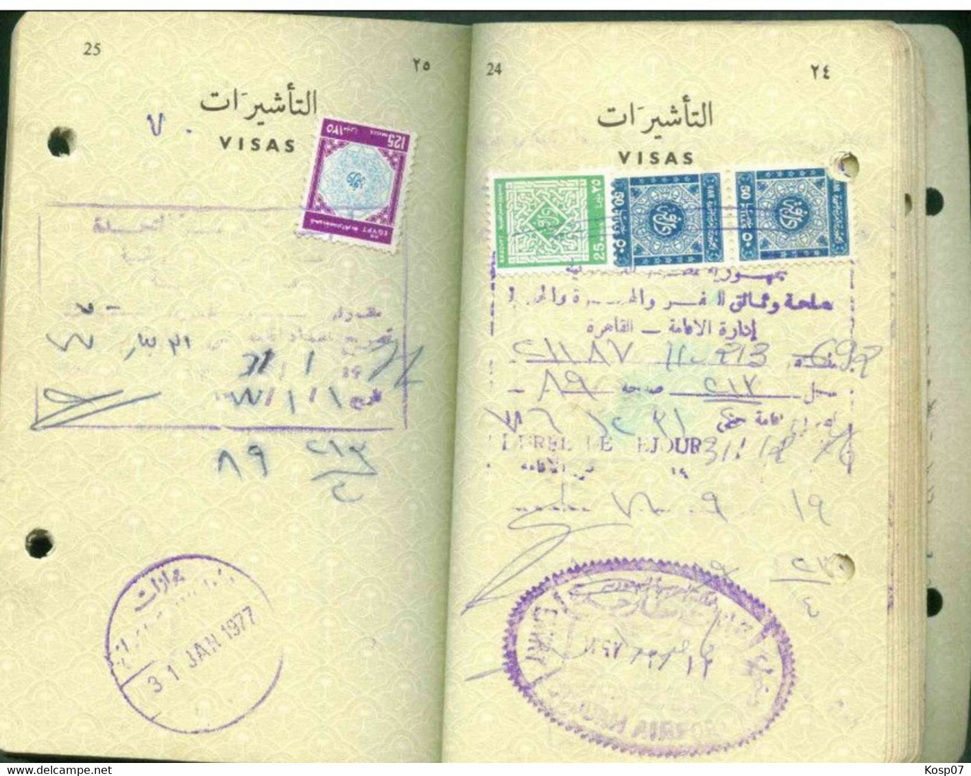 Saudi Arabia passport 1973 many visas and revenue stamps