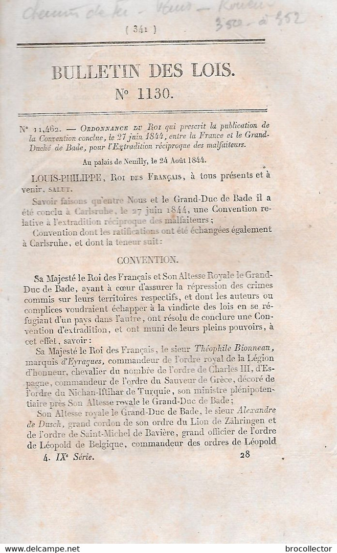 CHEMIN De FER Compagnie De ROUEN Au HAVRE -  Ordonnance De Août 1844 - 16 Pages - Chemin De Fer