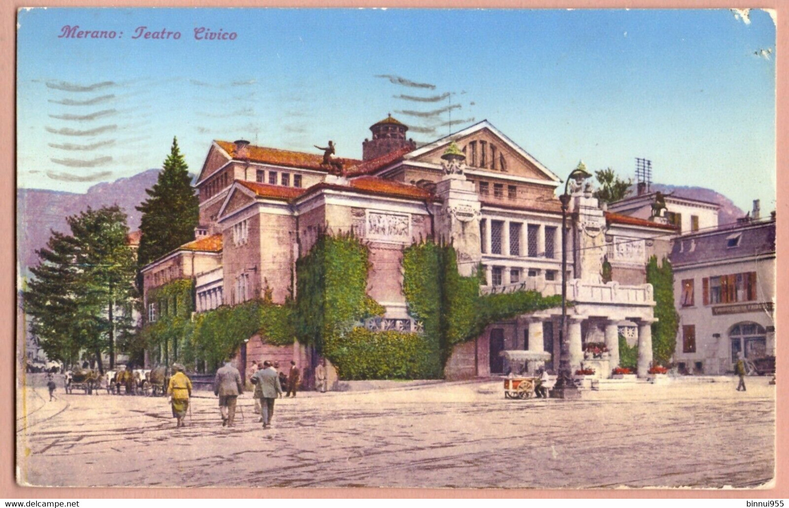Cartolina Merano Teatro Civico Animata - Viaggiata - 1942 - Merano