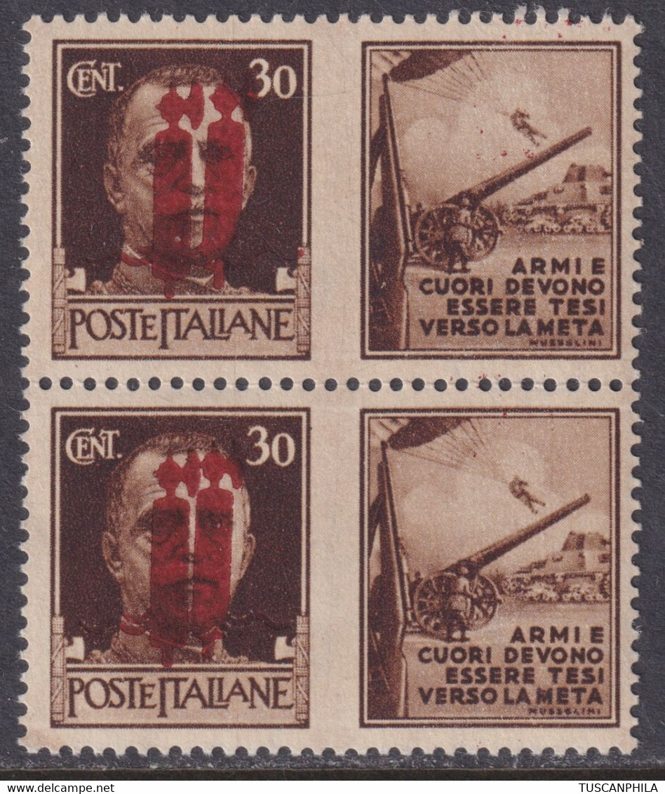 Repubblica Sociale PDG 30 C. Coppia Con Doppia Sovrastampa Bruna MNH** NQ - Kriegspropaganda