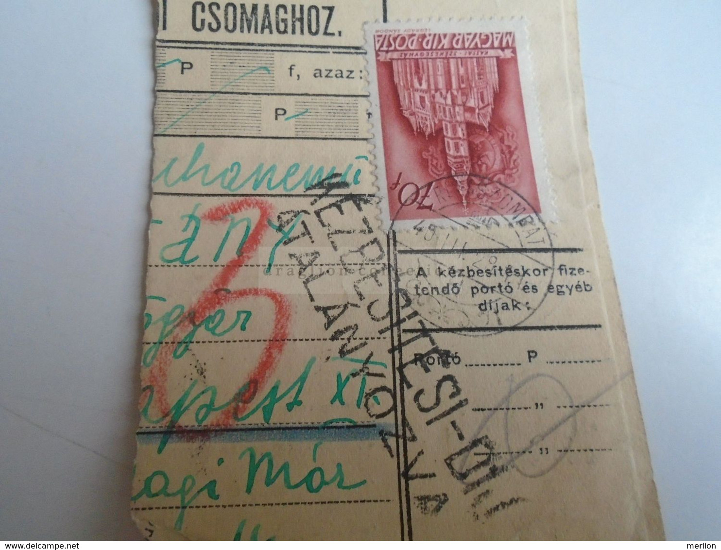 D187474   Parcel Card  (cut) Hungary 1940 Rimaszombat  - Rimavska Sobota (Slovakia) - Colis Postaux
