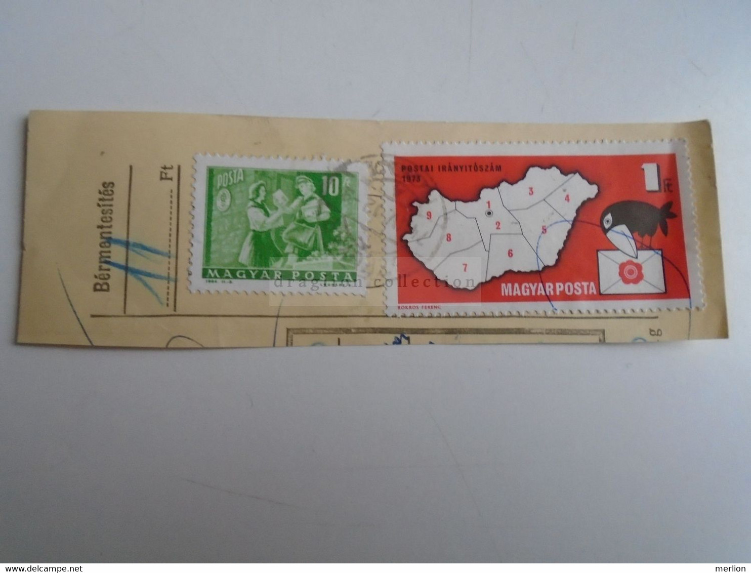 D187476     Parcel Card  (cut) Hungary 1974  Pesterzsébet   Map  - Postal Code - Postpaketten