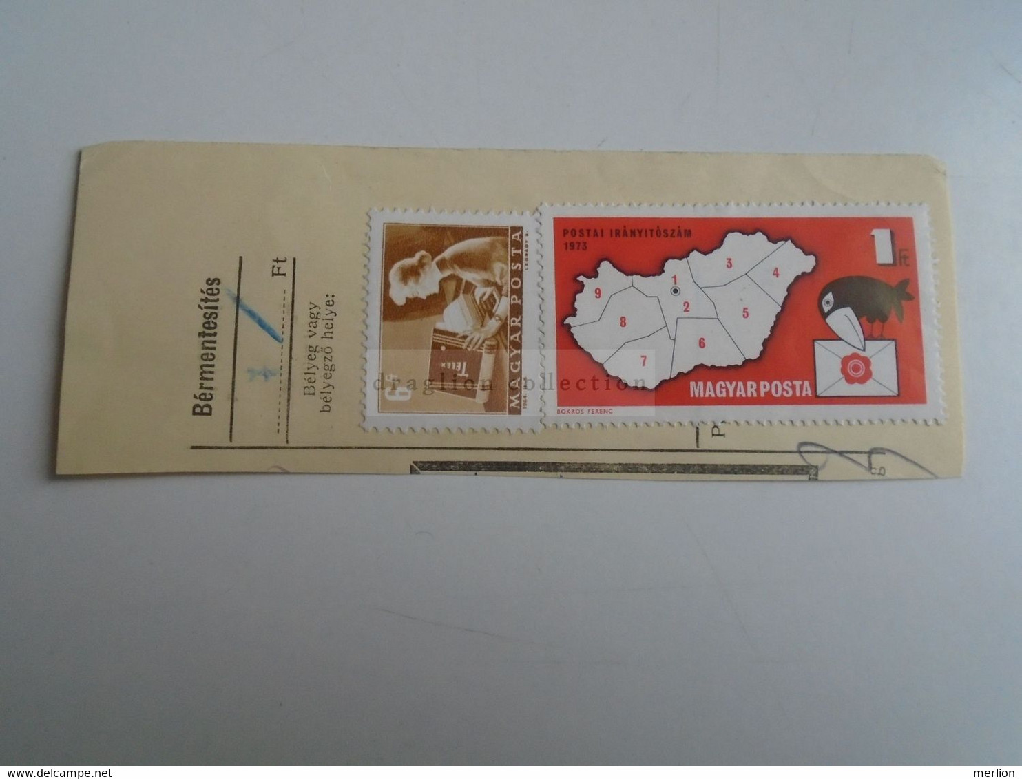 D187477  Parcel Card  (cut) Hungary 1974  Pesterzsébet   Map  - Postal Code - Pacchi Postali