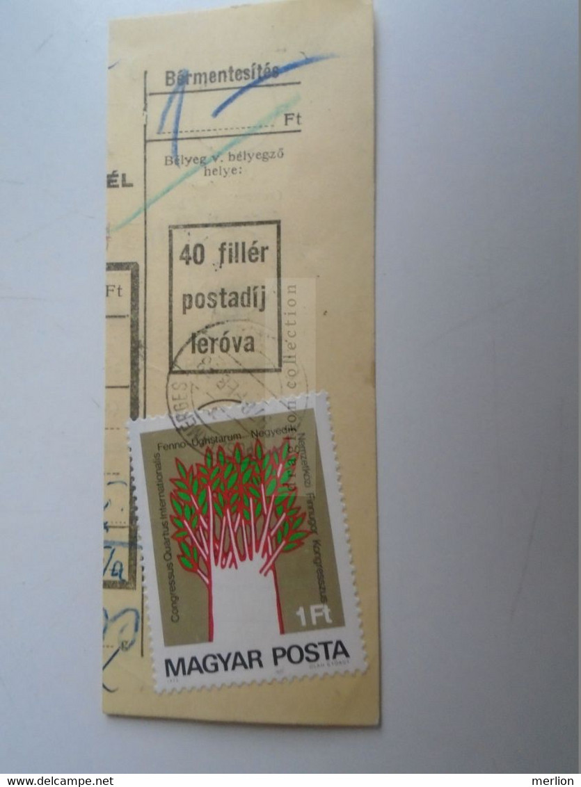 D187478   Parcel Card  (cut) Hungary 1976   Handstamp With Postal Tax  40 Filler - Parcel Post